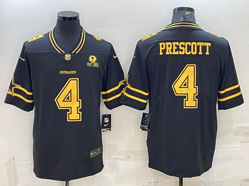 Men's Dallas Cowboys Dak Prescott #4 Black Team Jersey